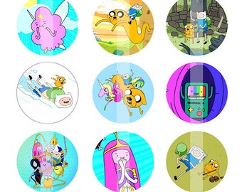 INSTANT DOWNLOAD - Adventure Time inspired 4x6 One Inch Digital Bottle Cap Images