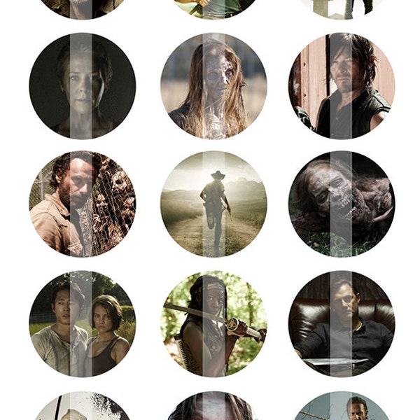 INSTANT DOWNLOAD - The Walking Dead Inspired 4x6 One Inch Digital Bottle Cap Images