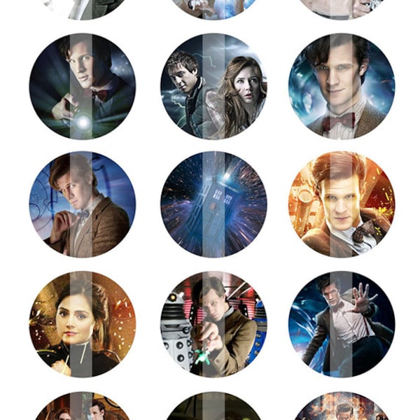 INSTANT DOWNLOAD - Doctor Who inspired - 11th Doctor - 4x6 One Inch Digital Bottle Cap Images