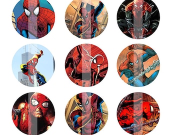INSTANT DOWNLOAD - Spiderman 4x6 One Inch Digital Bottle Cap Images