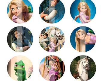 INSTANT DOWNLOAD - Tangled inspired 4x6 One Inch Digital Bottle Cap Images