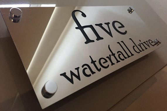 Custom House Sign, Mirror Finish Stainless Steel Plaque with Mounts