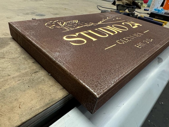 Rusted Weathers Steel CORTEN Steel LED Illuminated House Business Sign Custom Made