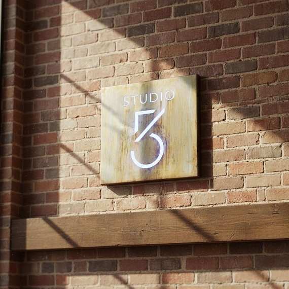 Corten Steel Sign with LED Illumination, Custom House Number Plaque