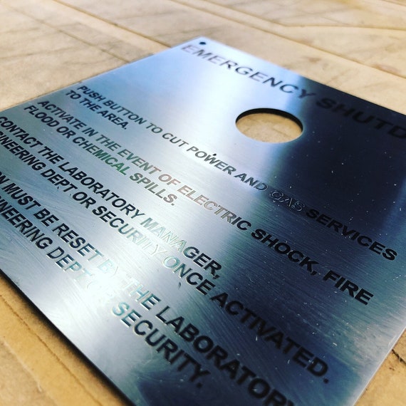 Laser Etched Stainless Steel Custom Made Laser Cut Plumbing, Electrical, Numbers and Plaques, Lifetime Warranty