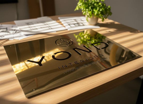 Custom Brass Sign, Laser Cut Business Plaque in Any Size