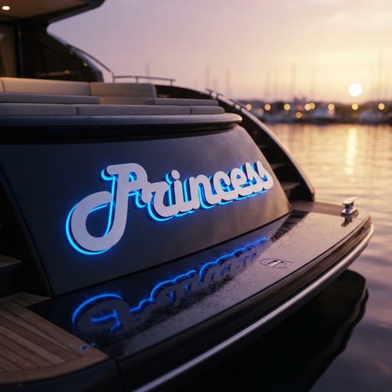 Custom LED Boat Letters, 3D Stainless Steel Marine Sign with Color Options
