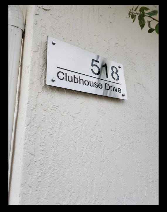 Custom House Sign in Stainless Steel, Laser Cut Address Plaque