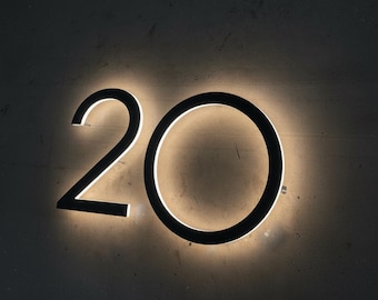 LED House Numbers, Custom Font Options in Mirror Aluminum