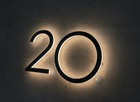 LED House Numbers, Custom Font Options in Mirror Aluminum