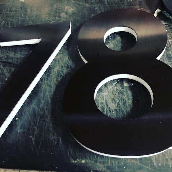 Laser Cut Black Stainless Steel Custom Made Laser Cut LED House Numbers - BLACK STAINLESS Steel
