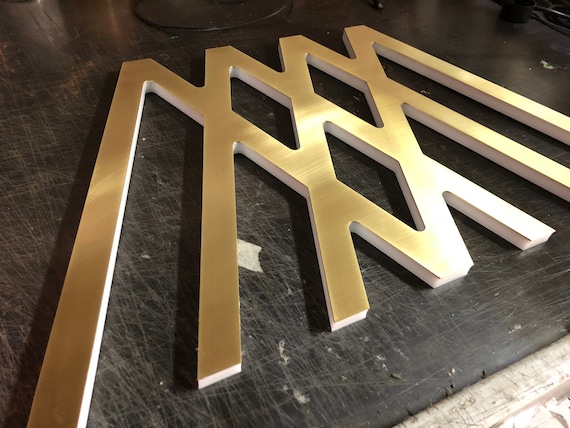 Machined Brass Custom Made Laser Cut LED Business Logo, Monograms, Signs