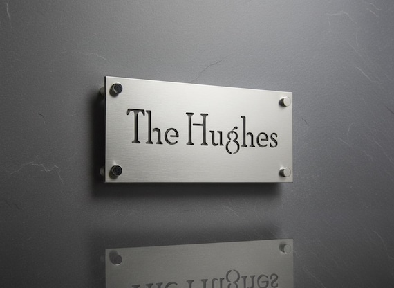 Custom House Sign in Stainless Steel, Made to Order Outdoor Plaque