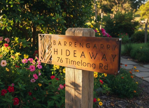 Corten Steel Sign with LED Illumination, Custom House Plaque