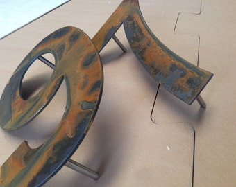 3D Floating CORTEN STEEL (rusted) Steel Floating House Numbers Made to Order Letters Logos