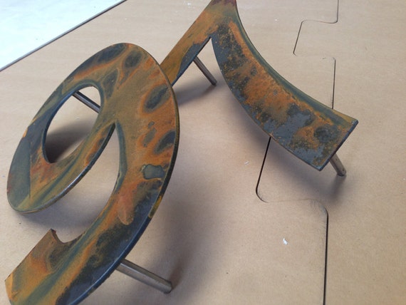 CORTEN (rusted) Steel Floating House Numbers Made to Order 200mm