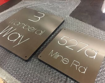 Stainless Steel LED Illuminated House Sign Plaque - Made to Order, Laser Cut
