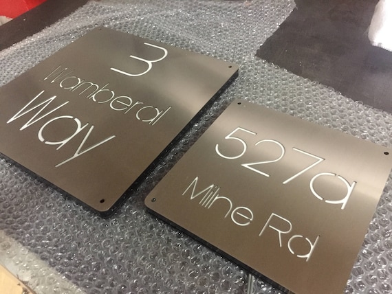 Stainless Steel LED Illuminated House Sign Plaque - Made to Order, Laser Cut