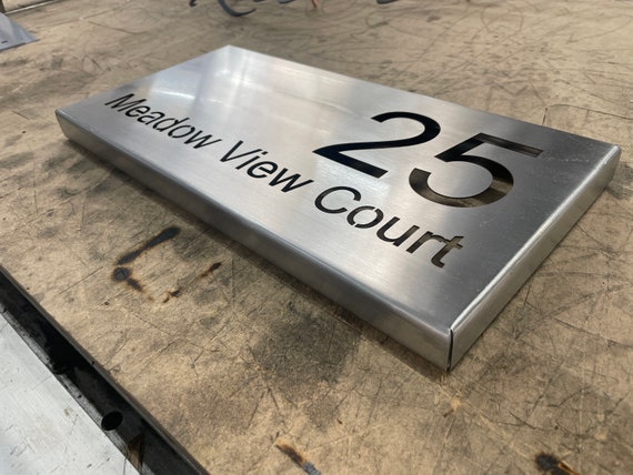 Brushed Stainless Steel 3D House Sign Plaque - Made to Order, Laser Cut Marine Grade