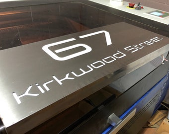 Stainless Steel LED Illuminated House Sign Plaque - Made to Order, Laser Cut