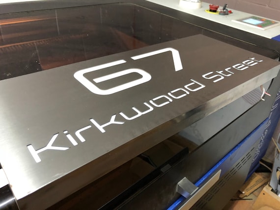Stainless Steel LED Illuminated House Sign Plaque - Made to Order, Laser Cut