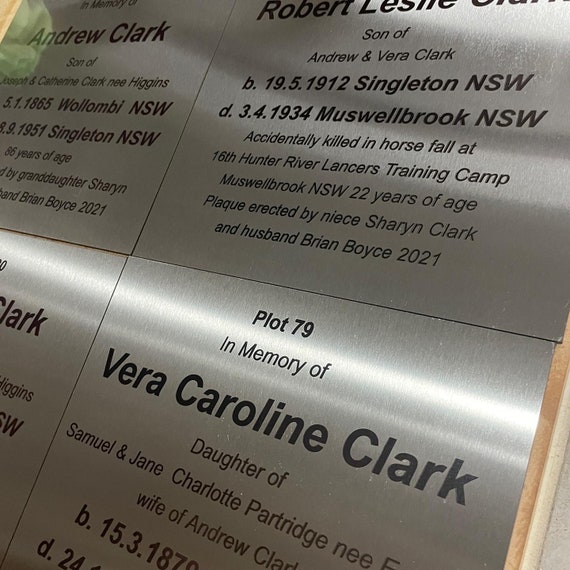 Memorial Plaques - Laser Etched Stainless Steel Custom Made Laser Cut - Lifetime Warranty