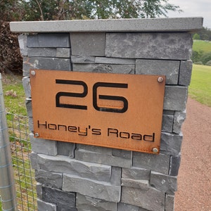 Corten (Rusted) Steel Custom Made Laser Cut House Signs, Made to Order