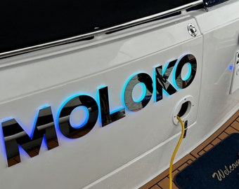 Illuminated Yacht Boat Letters Custom Made to Order RGB LEDs - All Marine Applications