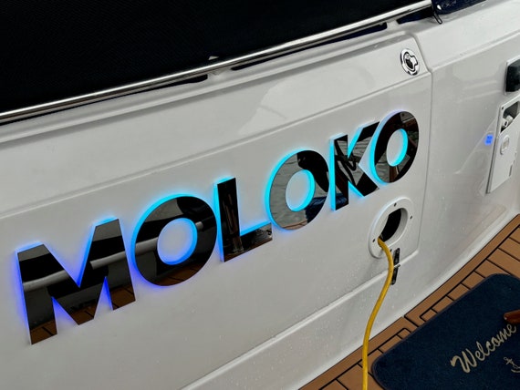 LIT Up LED Illuminated Yacht Boat Letters Custom Made to Order RGB LEDs