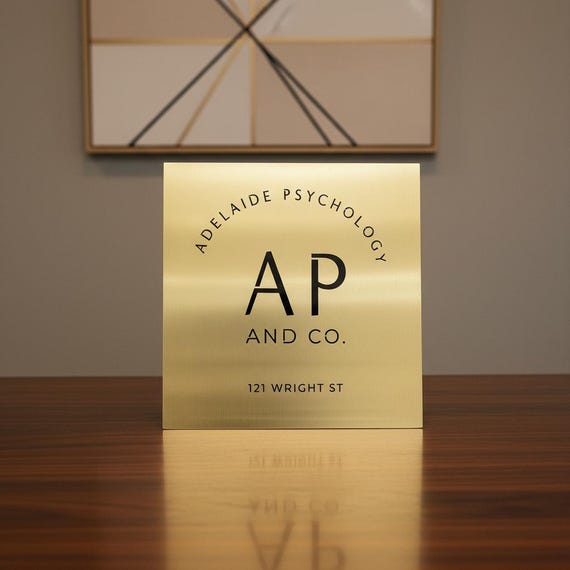 Custom Brass Sign, Laser Cut Business Plaque in Any Size