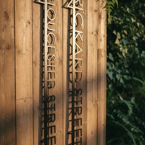 Metal Art House Sign - Stainless Steel Construction and Industrial powder coating shown in an AI-generated listing photo