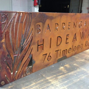 CORTEN (rusted) Steel LED illuminated house, business sign/plaque