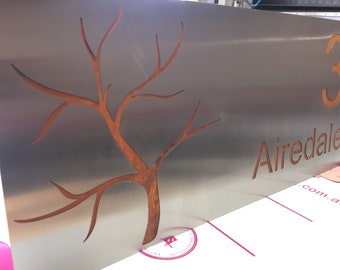 Stainless Steel and Corten (Rusted) Steel Custom Made Laser Cut House Signs, Made to Order