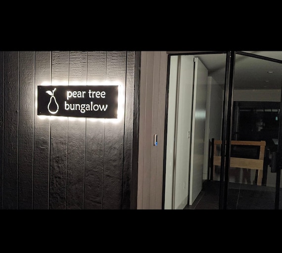 Corten Steel Sign with LED Illumination, Custom Size Plaque for Home or Business