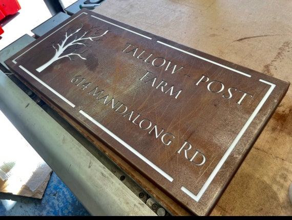 CORTEN (rusted) Steel LED illuminated house, business sign/plaque