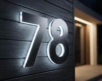 LED House Number, Stainless Steel - UV And Rust Proof