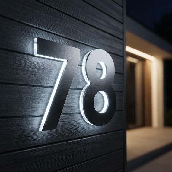 LED House Number, Stainless Steel - UV And Rust Proof