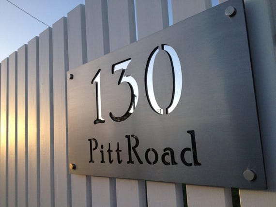 Custom House Sign, Large Laser Cut Stainless Steel Plaque