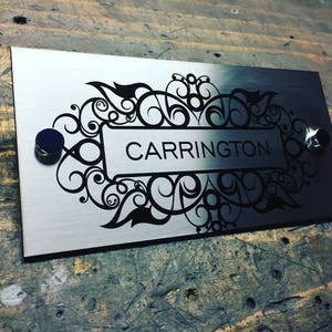 Laser Etched Stainless Steel Custom Made Laser Cut House Signs, Numbers and Plaques, Lifetime Warranty - Mailbox Sign