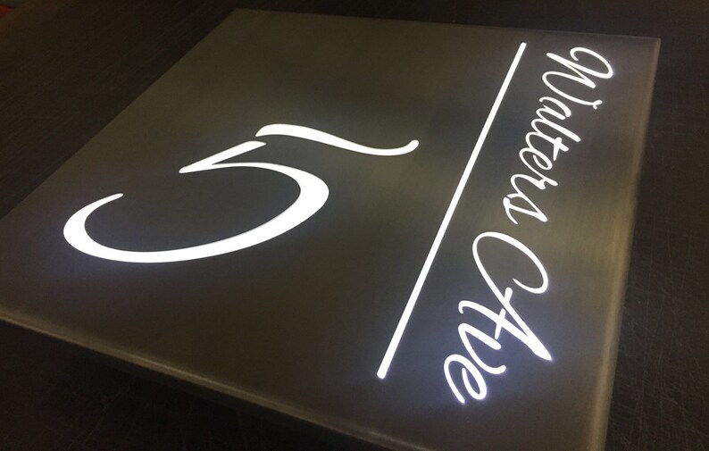 Stainless Steel LED Illuminated House Sign Plaque Made to Etsy