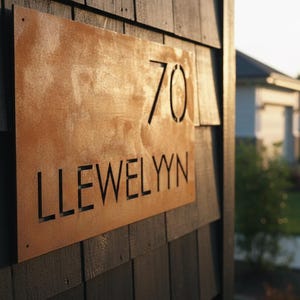 Custom House Sign, Large Laser Cut Stainless Steel Plaque with Mirror Finish