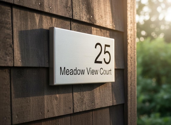 Custom House Sign, Brushed Stainless Steel 3D Plaque - Marine Grade A316, Multiple Sizes, Personalized