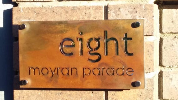 Custom House Sign in Corten Steel, Made to Order Laser Cut Plaque