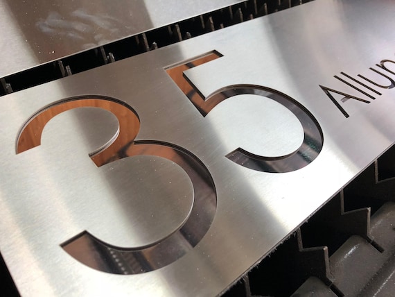 Custom House Sign in Stainless Steel, Laser Cut Outdoor Plaque