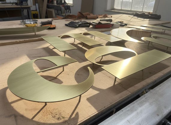 3D Floating Numbers in Laser Cut Brass, Custom Rustic Metal Letters