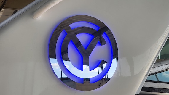 Custom Logo Sign, Laser Cut Stainless Steel Business Name (8 Inch)