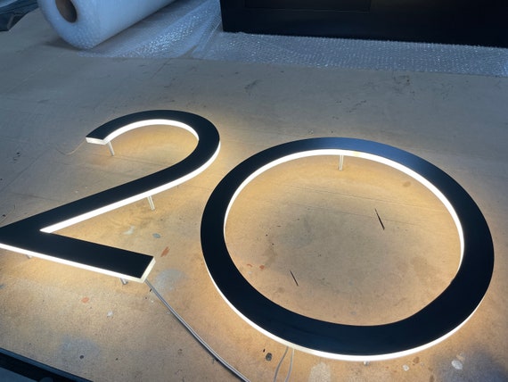 LED House Numbers - Laser Cut Stainless Steel Custom Made - various colours