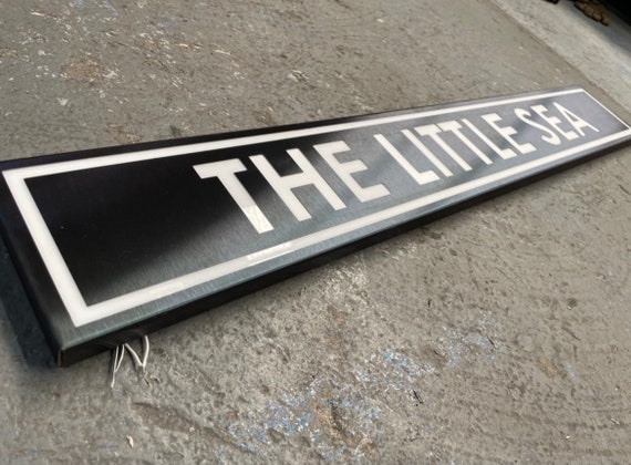 Black Brushed Stainless Steel LED Illuminated House Sign Plaque - Made to Order, Laser Cut