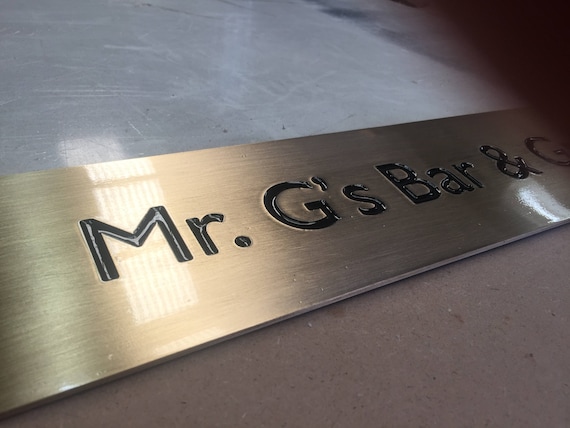 Brass Plate with Paint Filling Text - Custom Made Laser Cut House Signs, Numbers and Plaques
