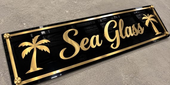 Custom House Sign, 3mm Stainless Steel with Gold Powder-Coated Finish
